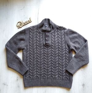 Lorenzo Magni Cable Knit brown Fishermen Sweater size Large taupe color‎ Italy